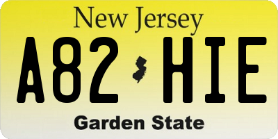 NJ license plate A82HIE