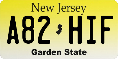 NJ license plate A82HIF