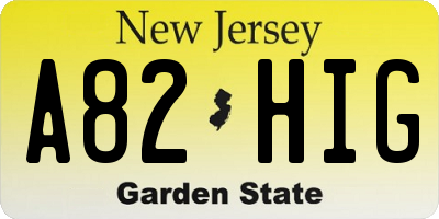 NJ license plate A82HIG