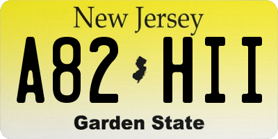 NJ license plate A82HII