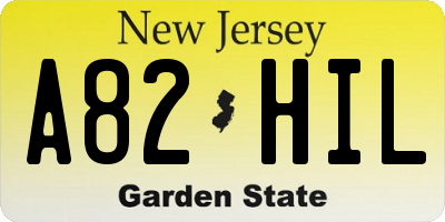 NJ license plate A82HIL