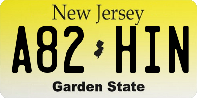 NJ license plate A82HIN