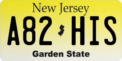 NJ license plate A82HIS