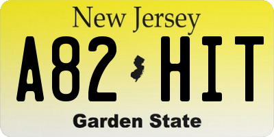 NJ license plate A82HIT
