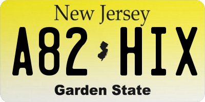 NJ license plate A82HIX