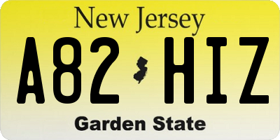 NJ license plate A82HIZ