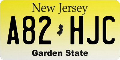 NJ license plate A82HJC