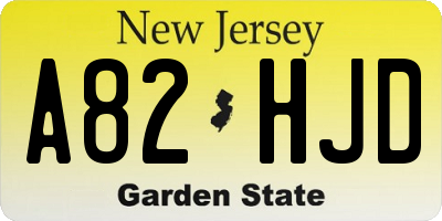 NJ license plate A82HJD
