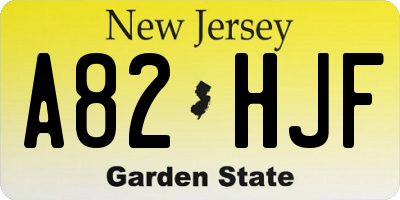NJ license plate A82HJF