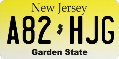 NJ license plate A82HJG