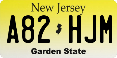 NJ license plate A82HJM