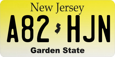 NJ license plate A82HJN