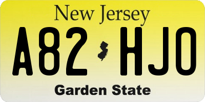 NJ license plate A82HJO
