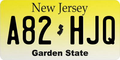 NJ license plate A82HJQ