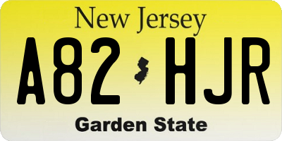 NJ license plate A82HJR