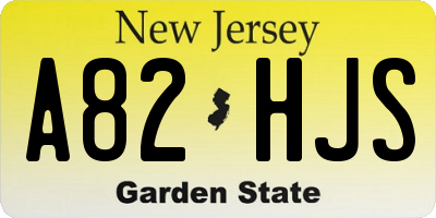 NJ license plate A82HJS