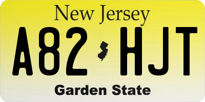 NJ license plate A82HJT