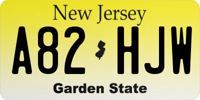 NJ license plate A82HJW