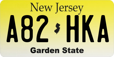 NJ license plate A82HKA