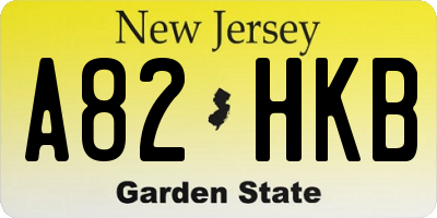 NJ license plate A82HKB