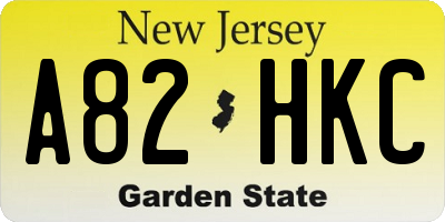 NJ license plate A82HKC