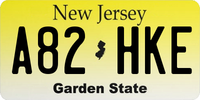 NJ license plate A82HKE
