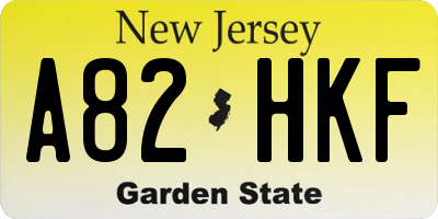 NJ license plate A82HKF