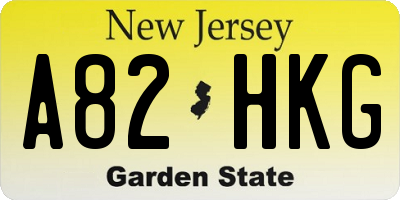 NJ license plate A82HKG