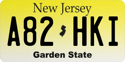 NJ license plate A82HKI
