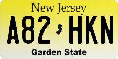 NJ license plate A82HKN