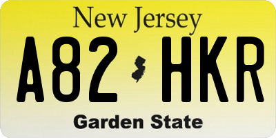 NJ license plate A82HKR