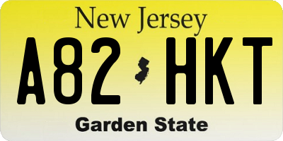 NJ license plate A82HKT