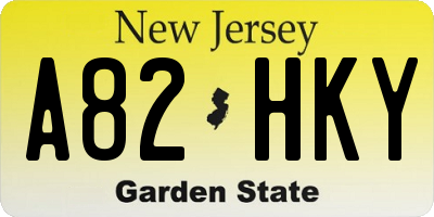 NJ license plate A82HKY