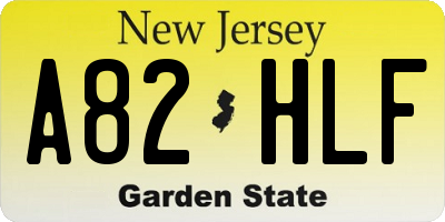 NJ license plate A82HLF