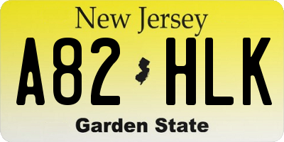 NJ license plate A82HLK