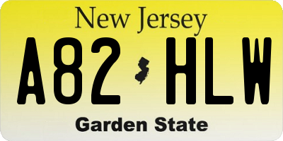 NJ license plate A82HLW