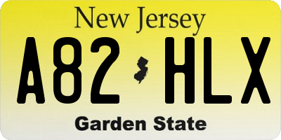 NJ license plate A82HLX
