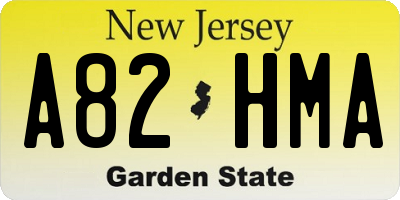 NJ license plate A82HMA