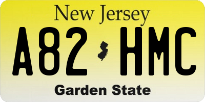 NJ license plate A82HMC