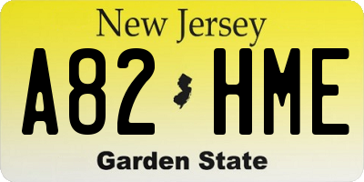 NJ license plate A82HME