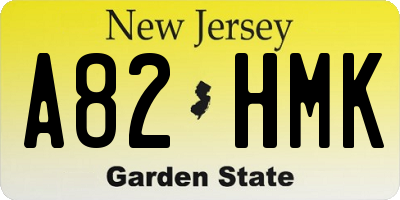 NJ license plate A82HMK