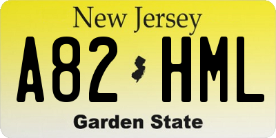 NJ license plate A82HML