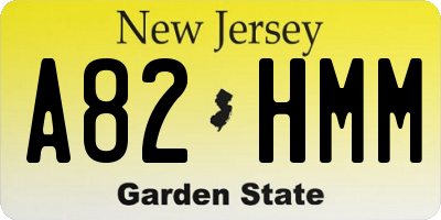NJ license plate A82HMM