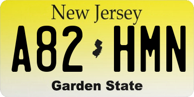 NJ license plate A82HMN