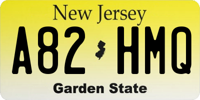 NJ license plate A82HMQ