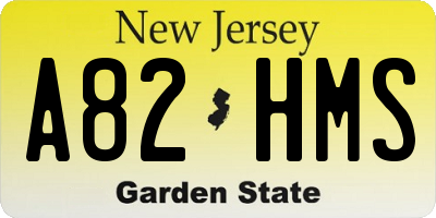 NJ license plate A82HMS