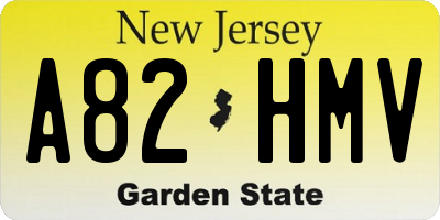 NJ license plate A82HMV