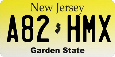 NJ license plate A82HMX