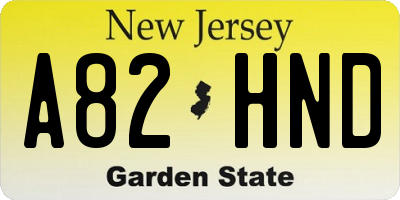 NJ license plate A82HND