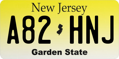 NJ license plate A82HNJ